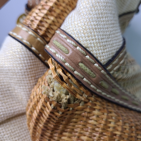 Fossil Patchwork Stitch Large Brown Clutch Crossbody Bag - Picture 7 of 13